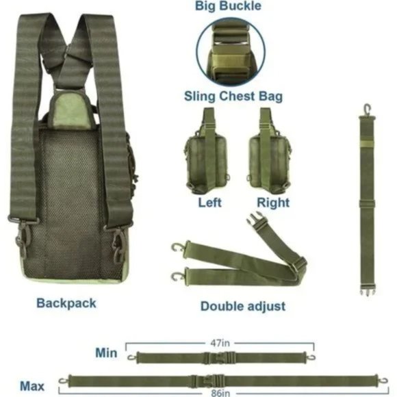 Waterproof Chest Bag, Convertible Backpack Green - Picture 4 of 8